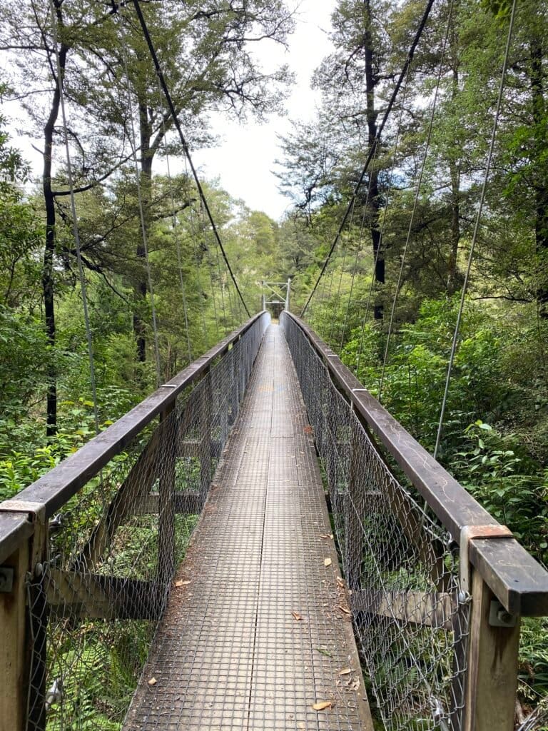 A classic swing bridge in New Zealand